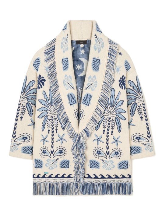 Alanui Echoes Of The Island Cardigan Chalk-Light Blue LWHB064R26KNI003 Alanui Echoes Of The Island Cardigan Chalk-Light Blue LWHB064R26KNI003