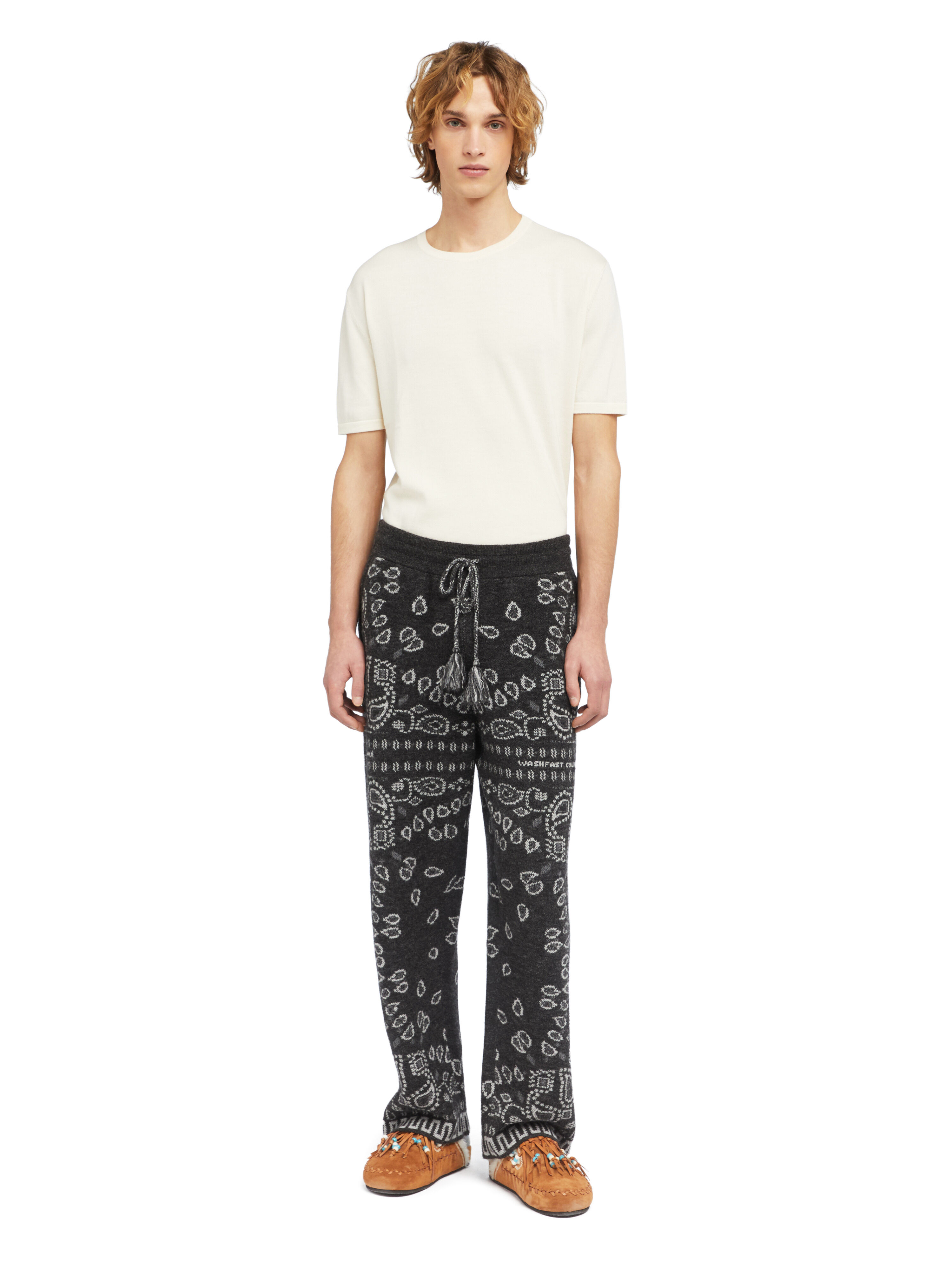 Alanui Bandana Jacquard Pants Charcoal-Multicolor LMHG016E25KNI001