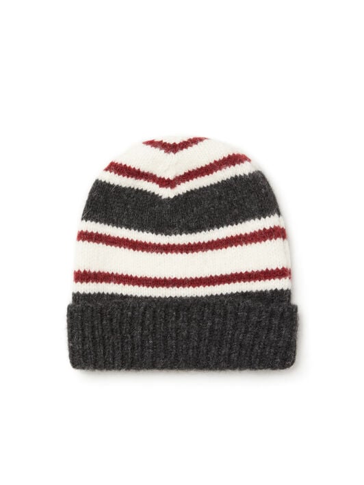 Alanui Grunge Stripes Beanie Charcoal-Ruby LWLC012E25KNI001
