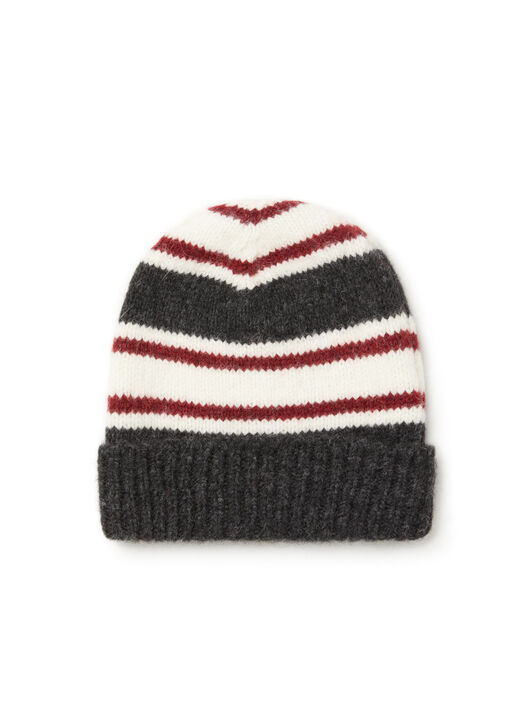 Alanui Grunge Stripes Beanie Charcoal-Ruby LWLC012E25KNI001 Alanui Grunge Stripes Beanie Charcoal-Ruby LWLC012E25KNI001