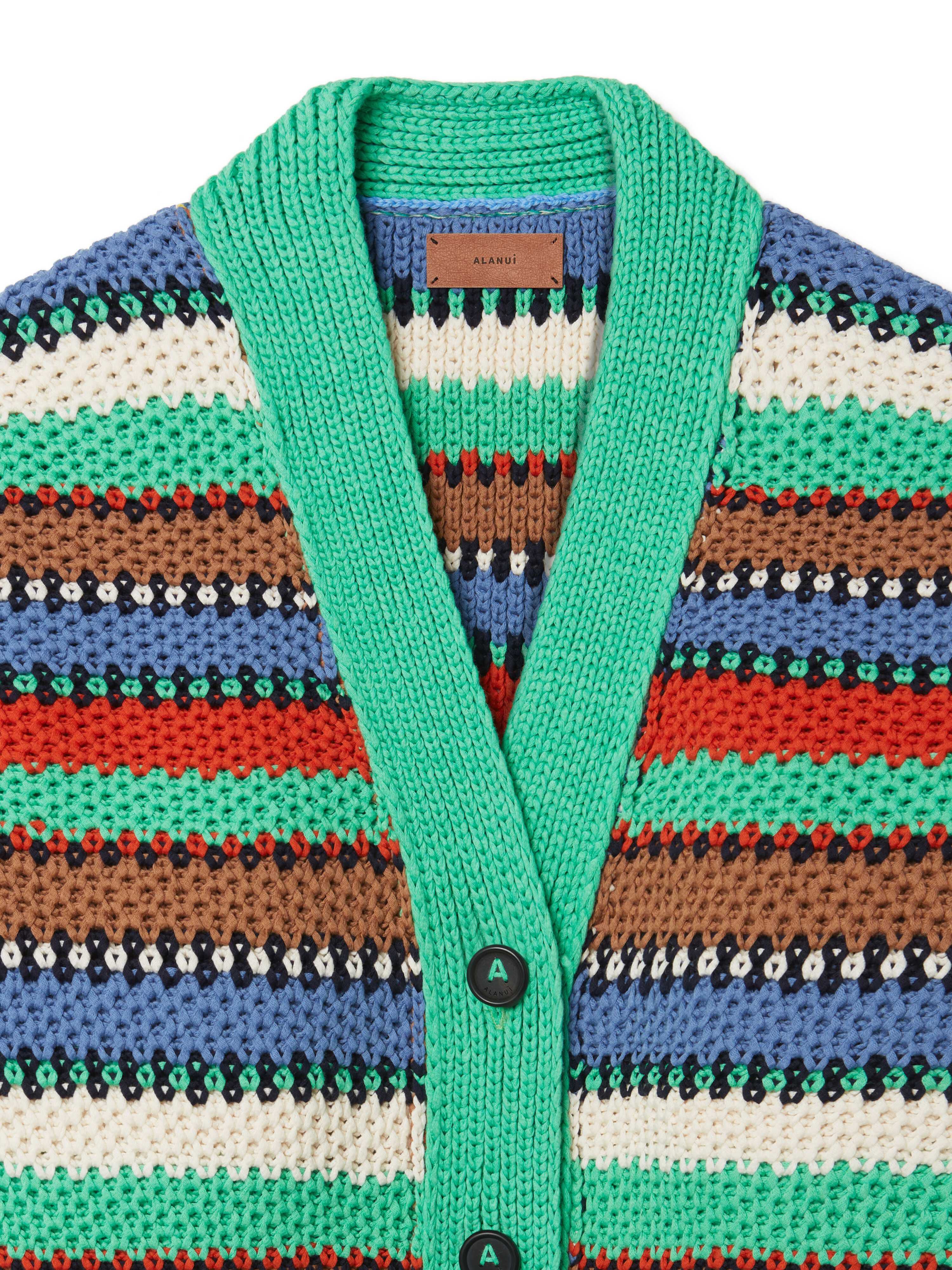 Alanui Sunny Stripes Cardicrop Turquoise-Multicolor LWHB055R25KNI003