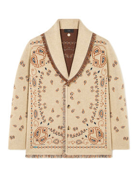 Alanui Bandana Jacquard Cardigan Sand-Red Earth LMHB039R26KNI001