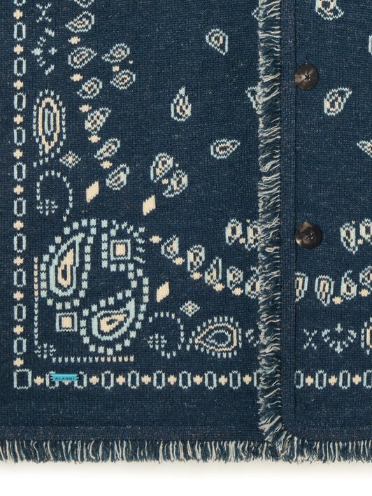 Alanui Bandana Jacquard Cardigan Arbour-Light Blue LMHB039R26KNI008