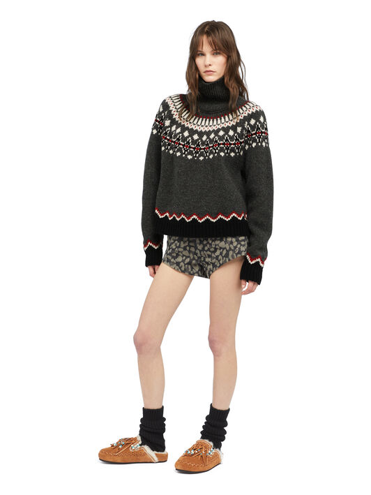 Alanui Sweet Winter Turtleneck Black Grey-Multicolor LWHF001E25KNI001
