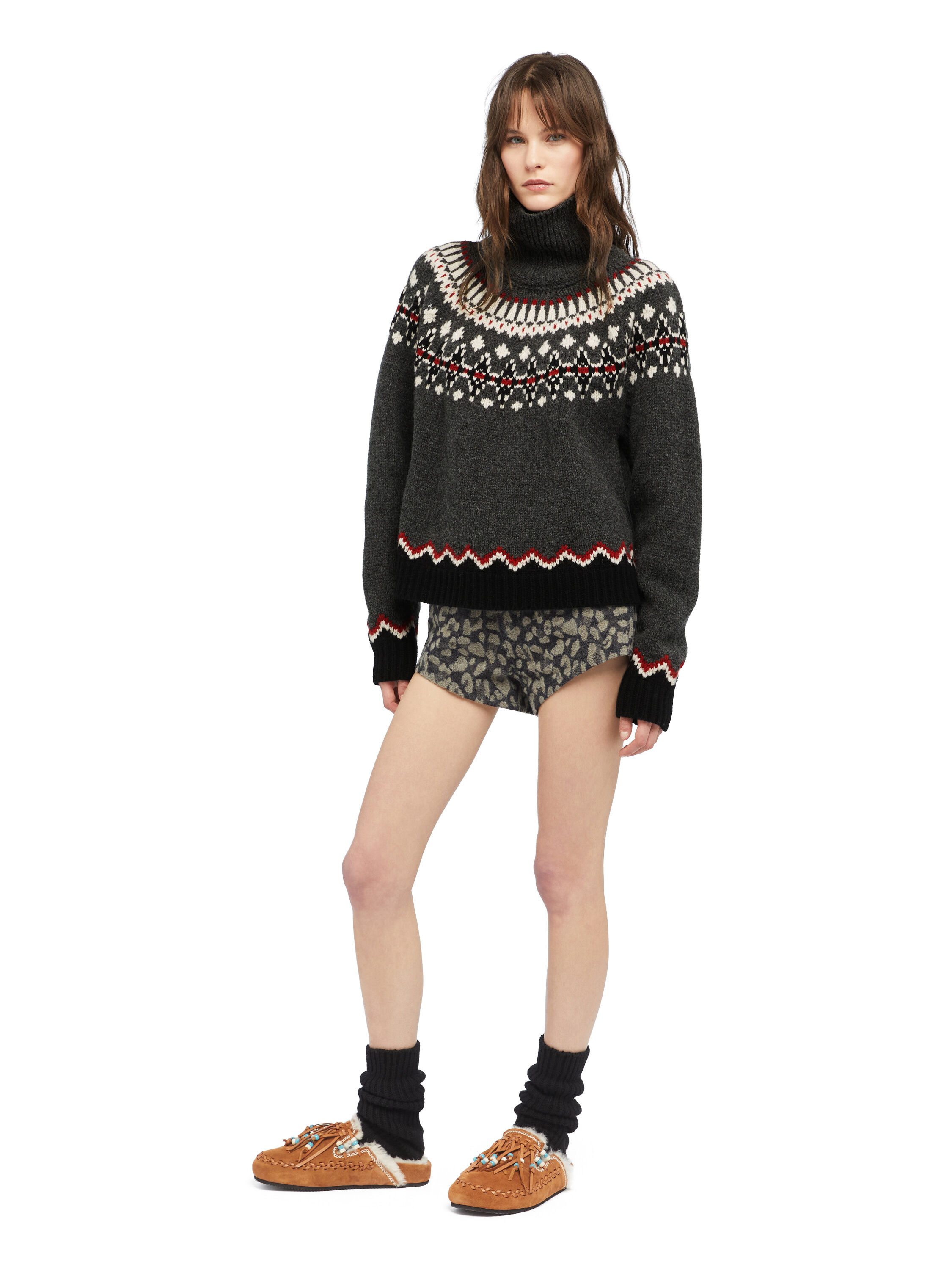 Alanui Sweet Winter Turtleneck Black Grey-Multicolor LWHF001E25KNI001