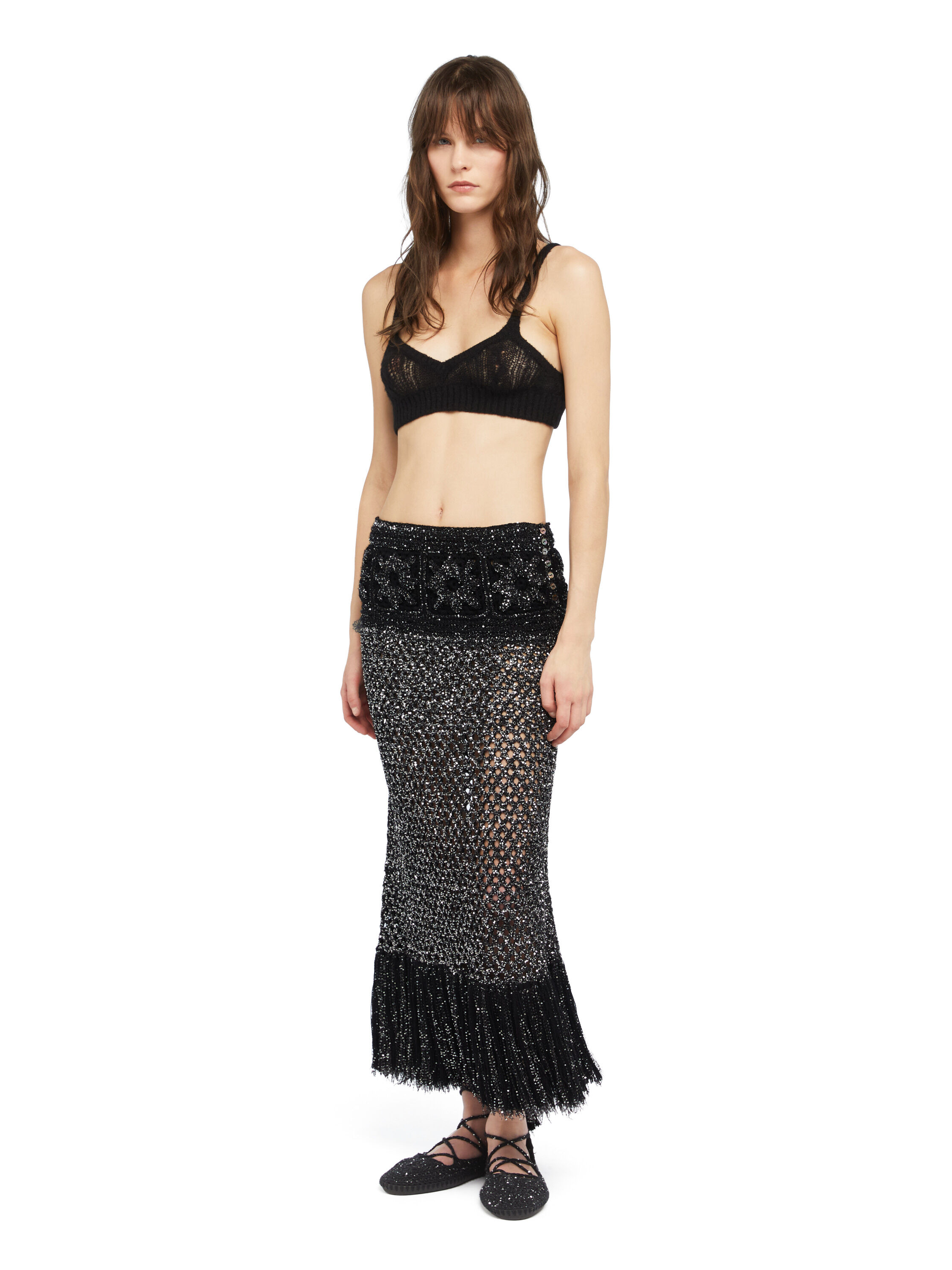 Alanui City Lights Skirt Black-Silver LWHL02EE25KNI001