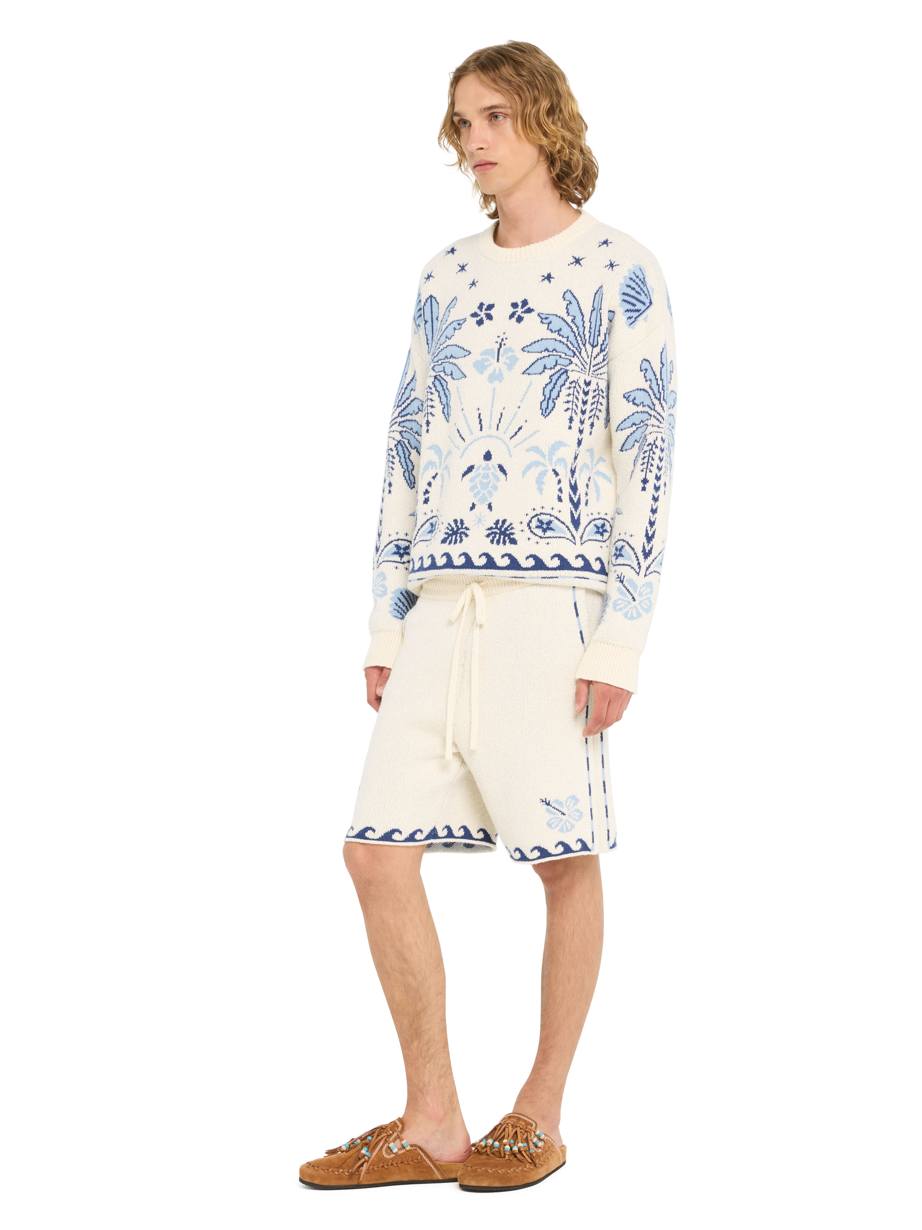 Alanui Echoes Of The Island Bermuda Chalk-Light Blue LMHM004R26KNI001 Alanui Echoes Of The Island Bermuda Chalk-Light Blue LMHM004R26KNI001