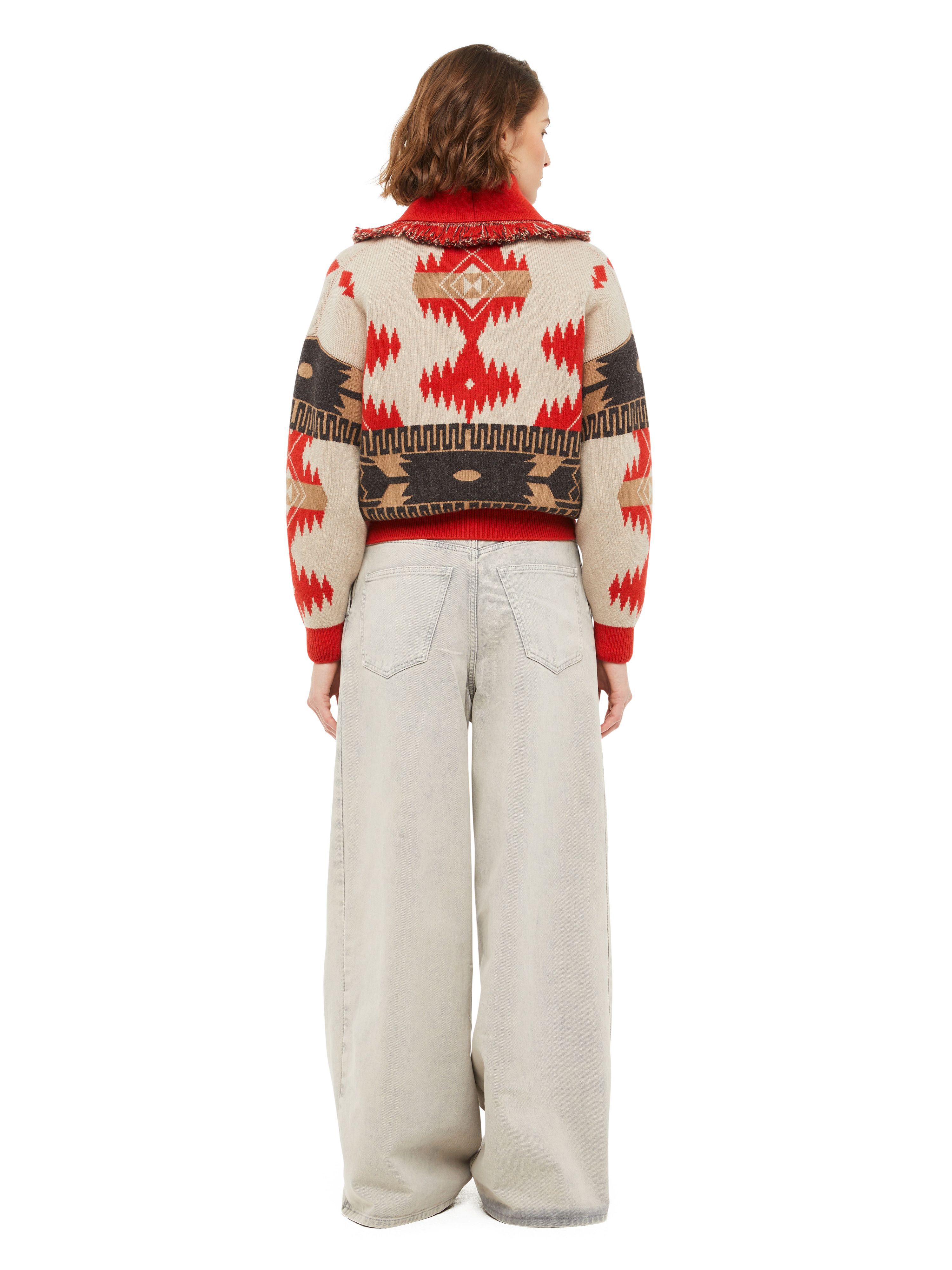 Alanui Icon Jacquard Cardi-Bomber Sand Fire LWHB026F23KNI002