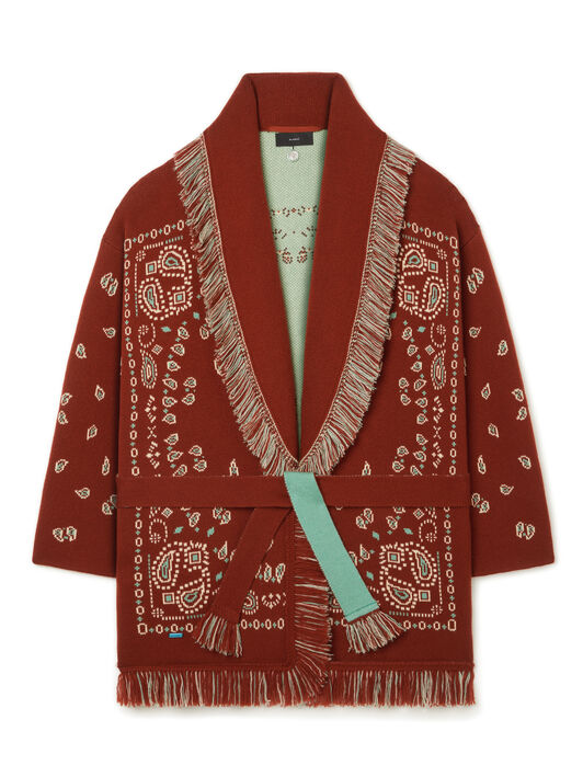Alanui Bandana Jacquard Cardigan Harissa-New Sage LWHB064R26KNI030 Alanui Bandana Jacquard Cardigan Harissa-New Sage LWHB064R26KNI030
