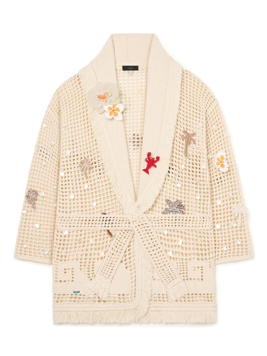 Alanui Where The Waves Begins Cardigan Sand LWHB064R26KNI013 Alanui Where The Waves Begins Cardigan Sand LWHB064R26KNI013