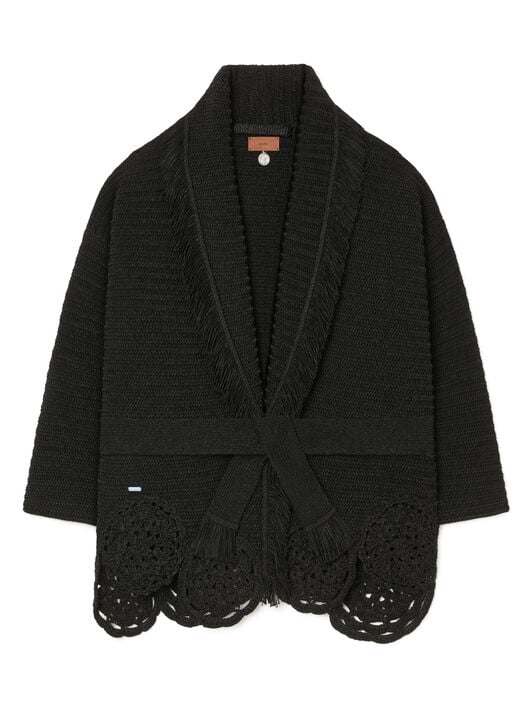 Alanui Island Memories Cardigan Black LWHB064R26KNI011 Alanui Island Memories Cardigan Black LWHB064R26KNI011