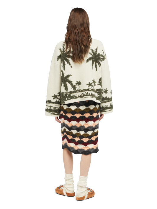 Alanui Palm Grove Tales Polo Ivory-Olive LWHV002E25KNI002 Alanui Palm Grove Tales Polo Ivory-Olive LWHV002E25KNI002