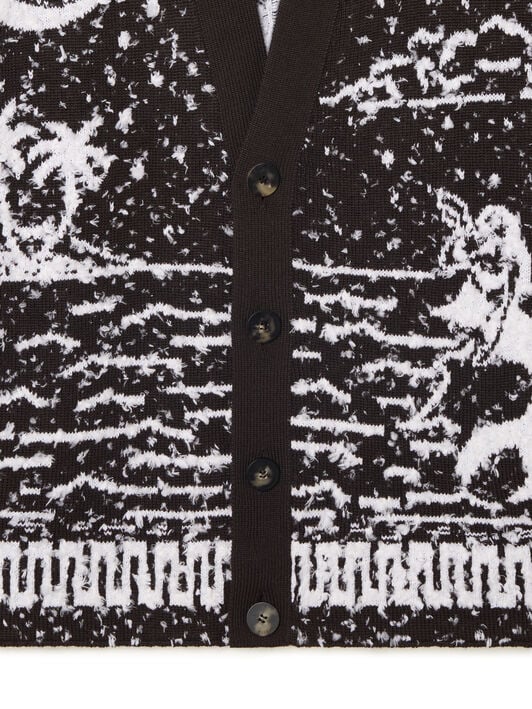 Alanui Ocean Whispers Cardigan Coffee-White Pearl LMHB027R26KNI002