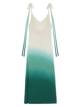 Alanui Wave Bloom Dress Green Tide-Chalk LWHI05DR26KNI001