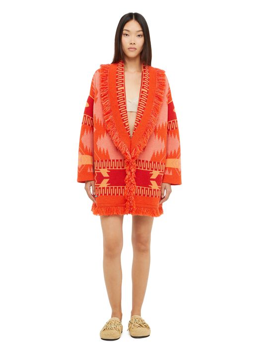 Alanui Icon Jacquard Cardigan Papaya-Sunset Orange LWHB064R24KNI001