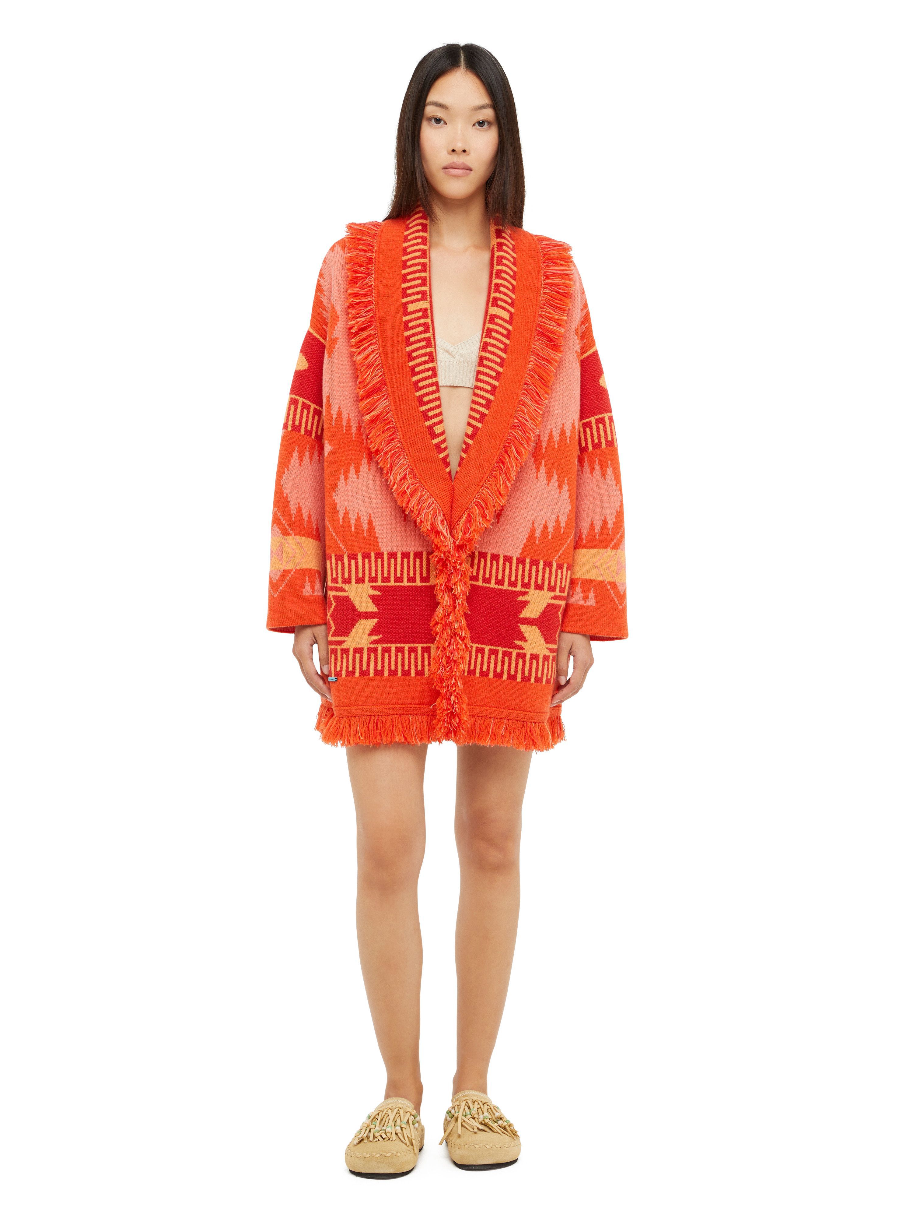 Alanui Icon Jacquard Cardigan Papaya-Sunset Orange LWHB064R24KNI001