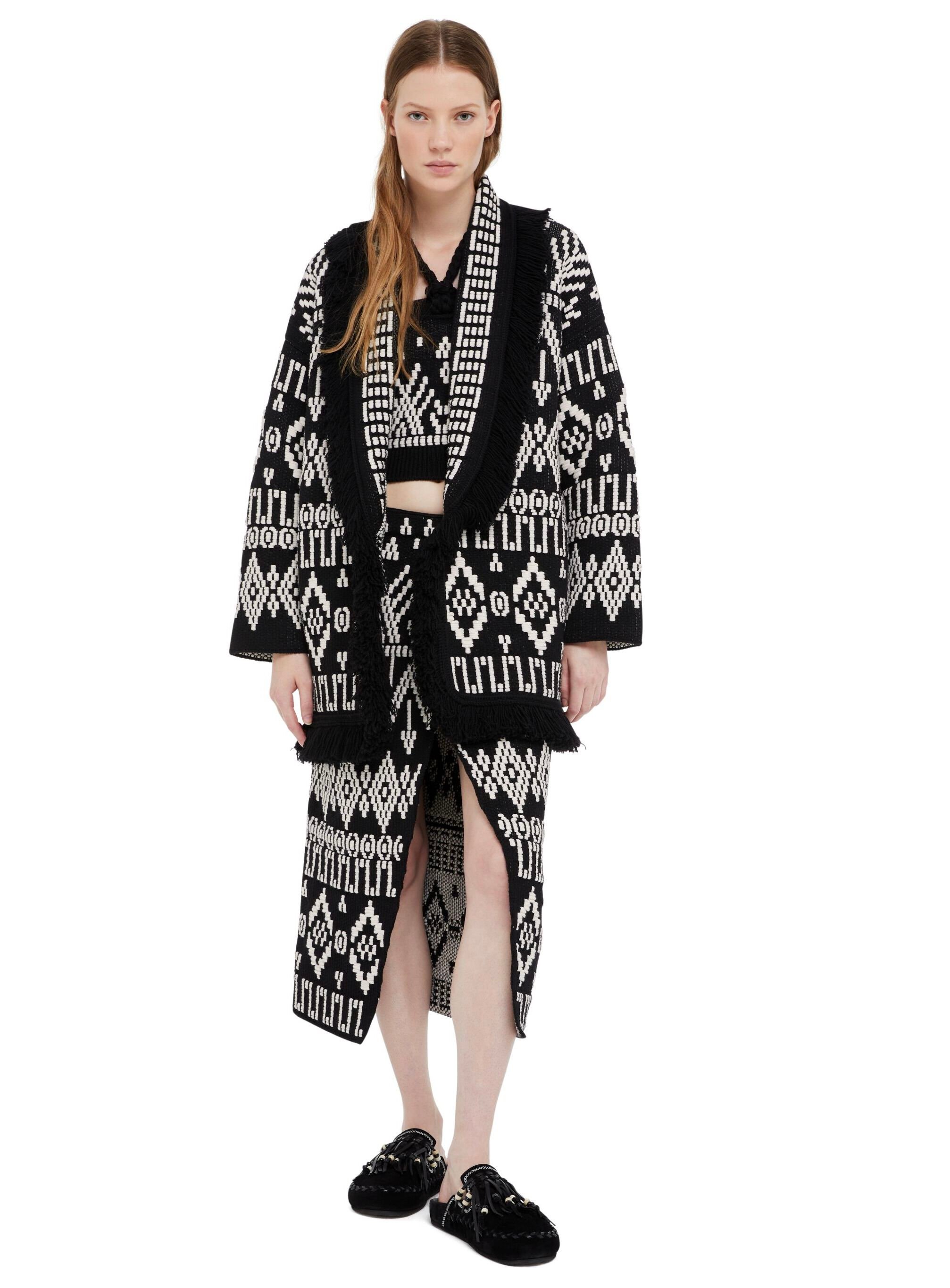 Alanui Jungle Beat Cardigan Black-White LWHB064R25KNI003