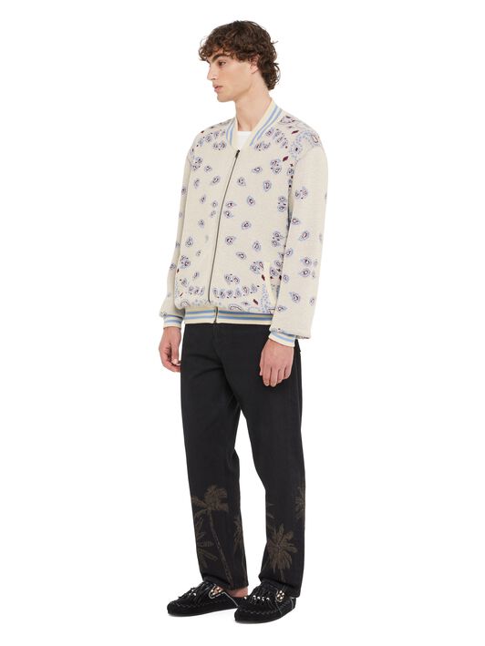 Alanui Bandana Piquet Jacquard Bomber Jacket Chalk-Marsala LMHQ001R25KNI001