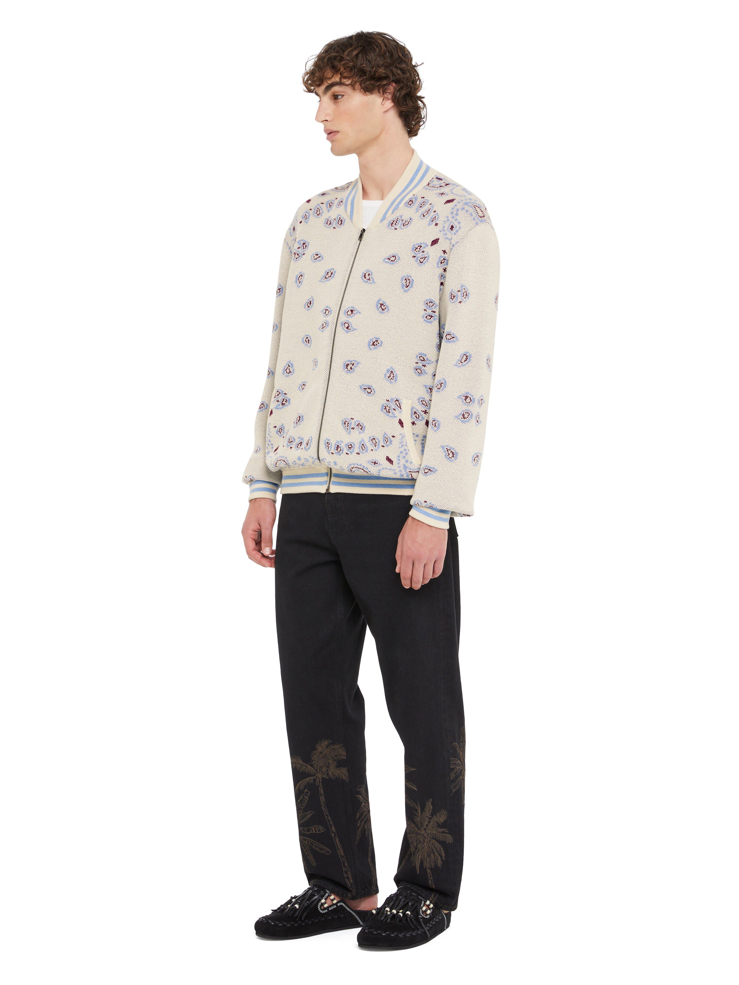 Alanui Bandana Piquet Jacquard Bomber Jacket Chalk-Marsala LMHQ001R25KNI001
