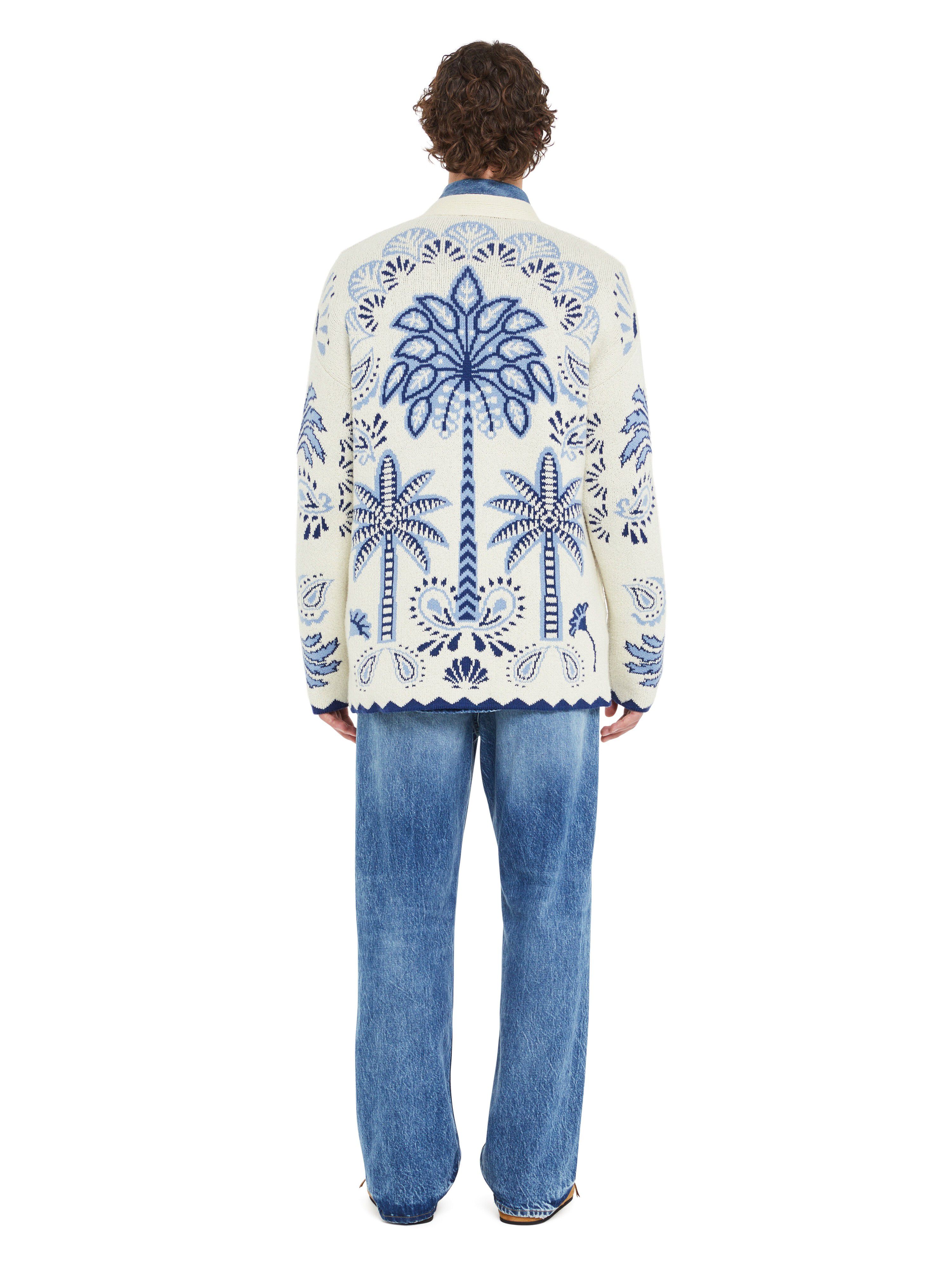 Alanui Wild Wonder Foulard Cardigan Chalk-Indigo LMHB027R25KNI002