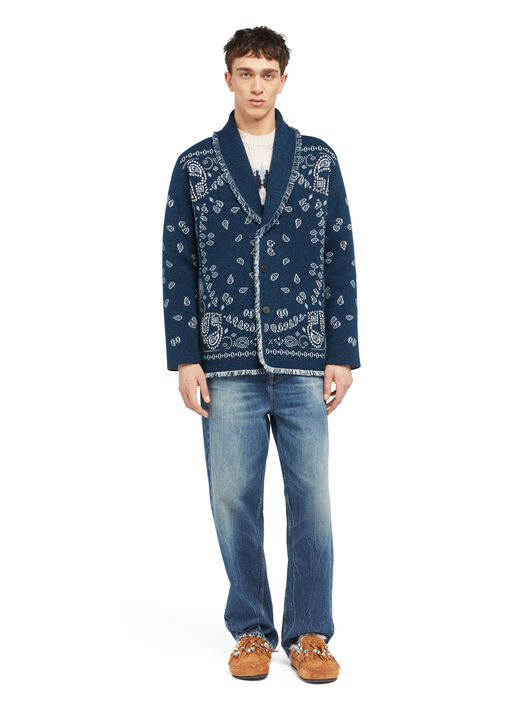 Alanui Bandana Jacquard Cardigan Midnight-Multicolor LMHB039E25KNI001