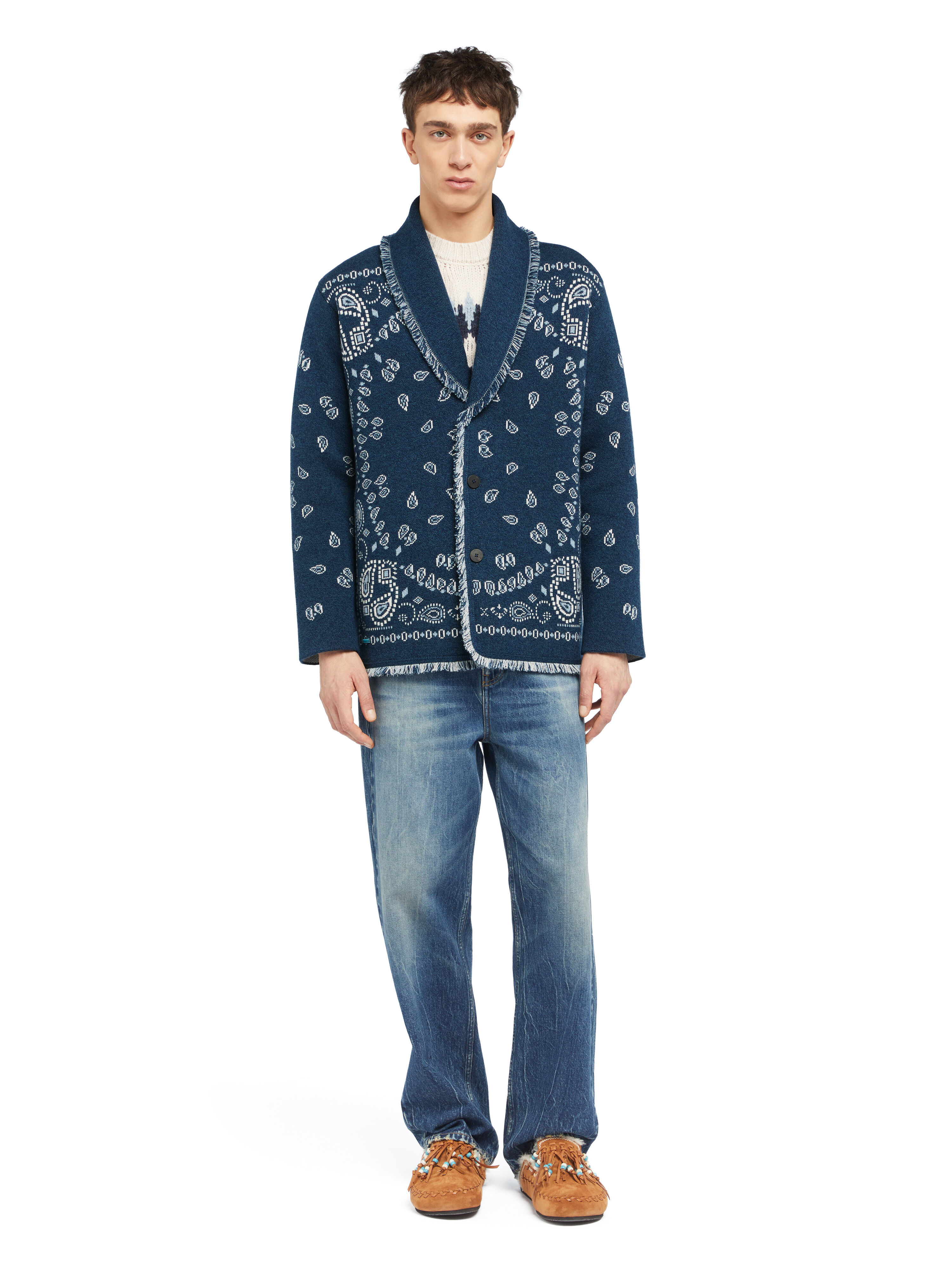 Alanui Bandana Jacquard Cardigan Midnight-Multicolor LMHB039E25KNI001