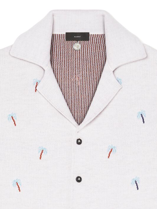 Alanui The Tale Of Hawaiian Shirt Chalk-Sky Blue LMHY004R25KNI001