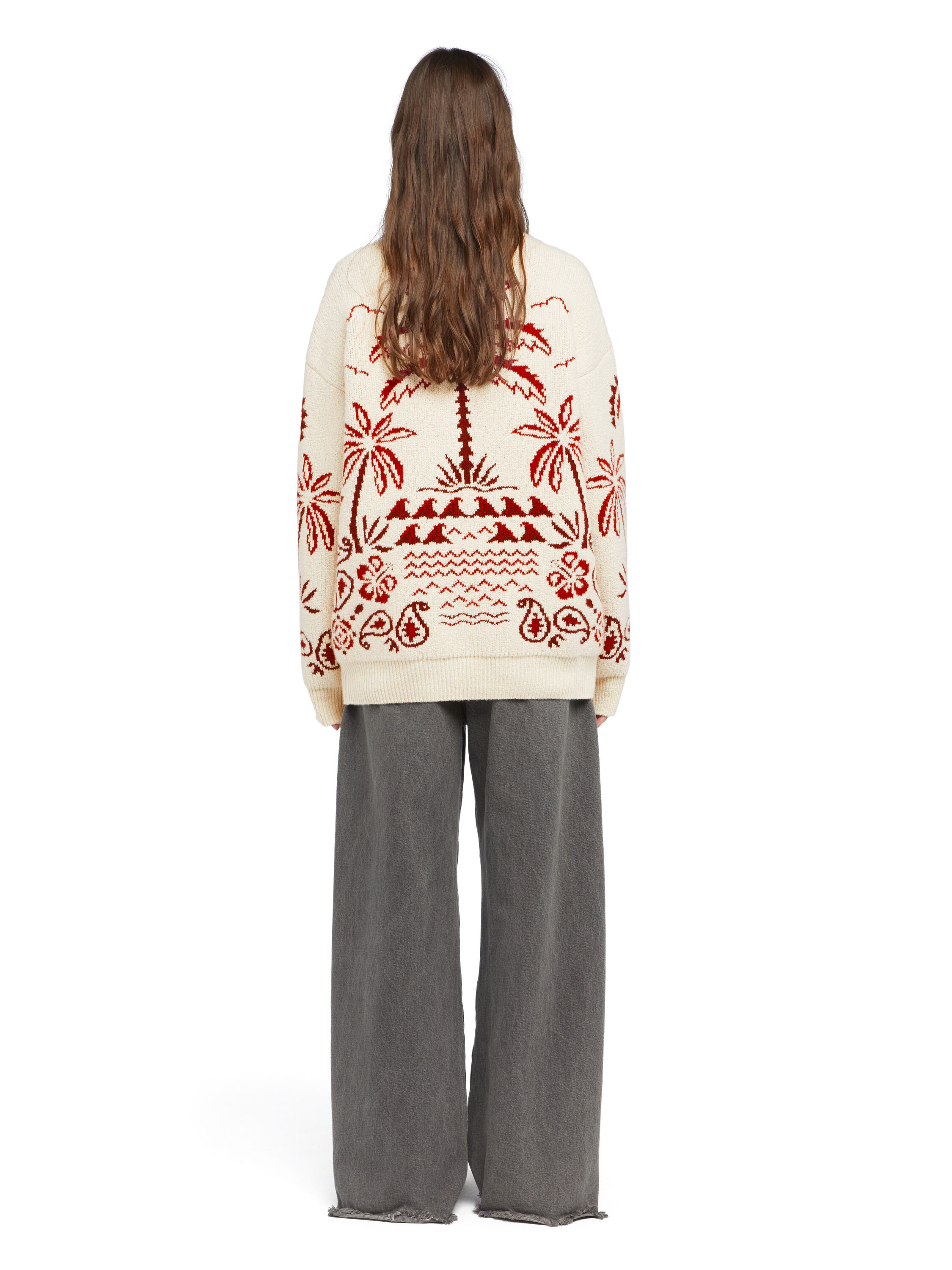 Alanui Glimpse Of Eden Sweater Chalk-Ruby LWHE068E25KNI001