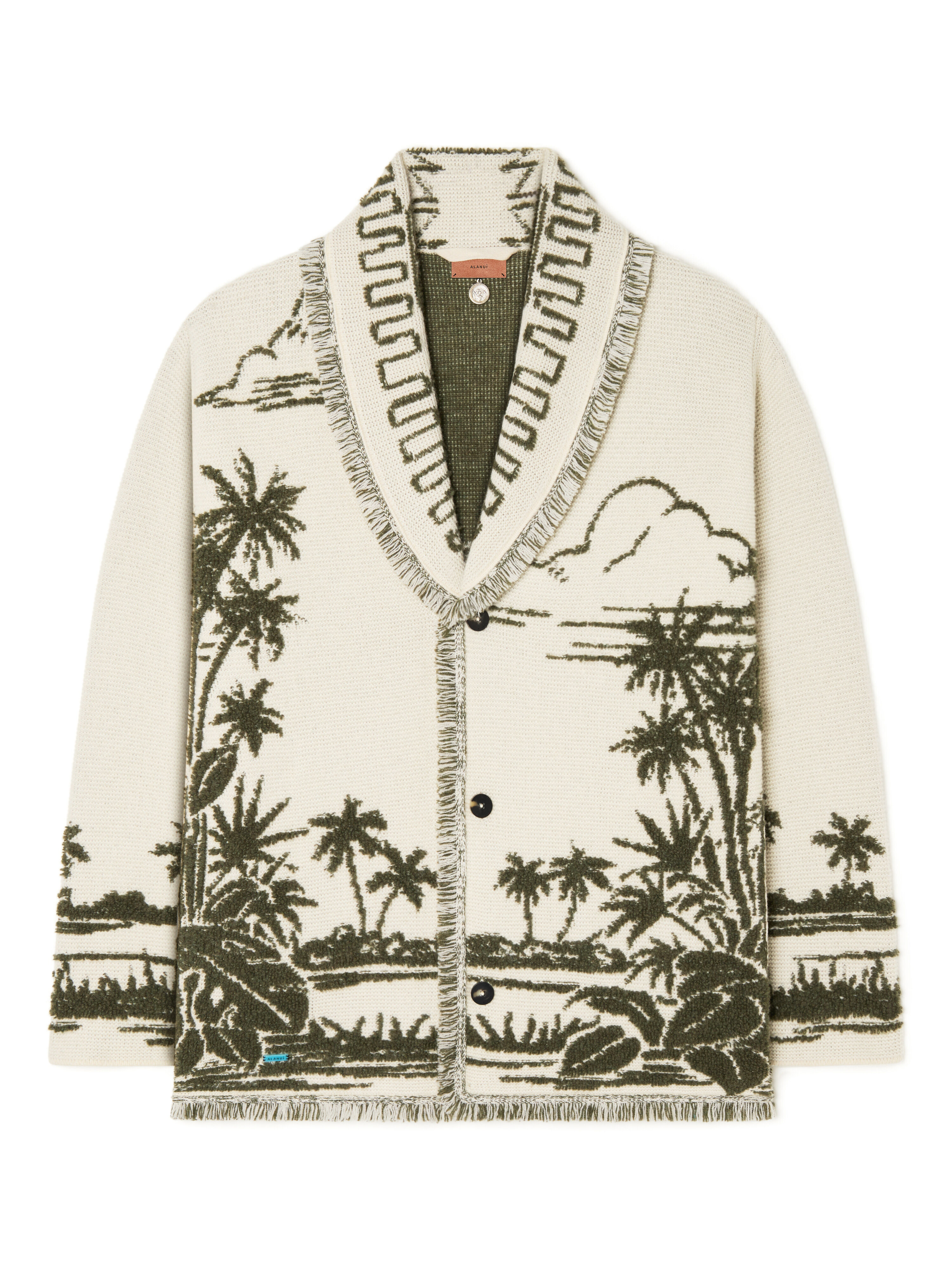 Alanui Palm Grove Tales Cardigan Ivory-Olive LMHB039E25KNI002
