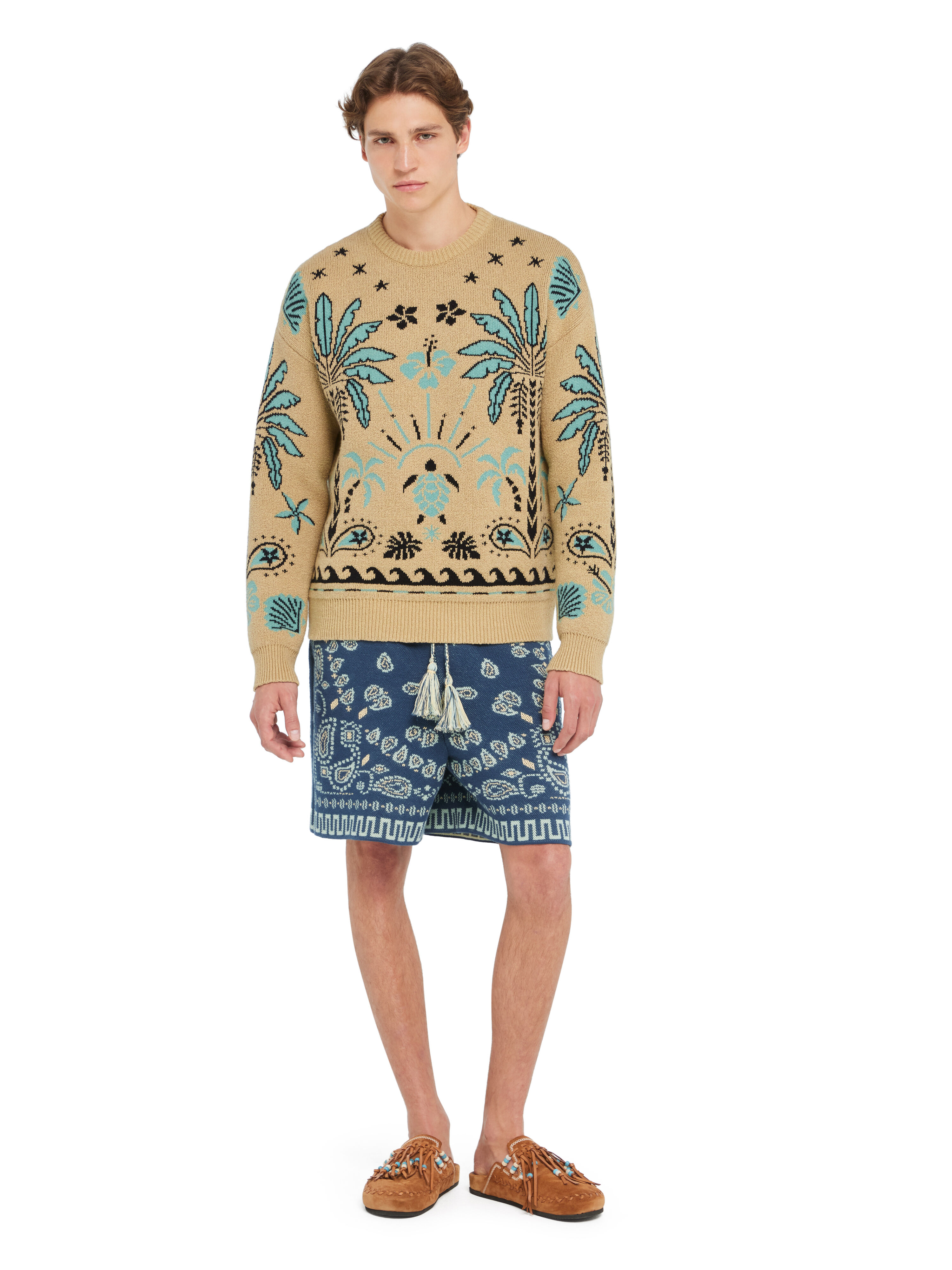 Alanui Echoes Of The Island Sweater Sand-Parrot LMHE033R26KNI002 Alanui Echoes Of The Island Sweater Sand-Parrot LMHE033R26KNI002