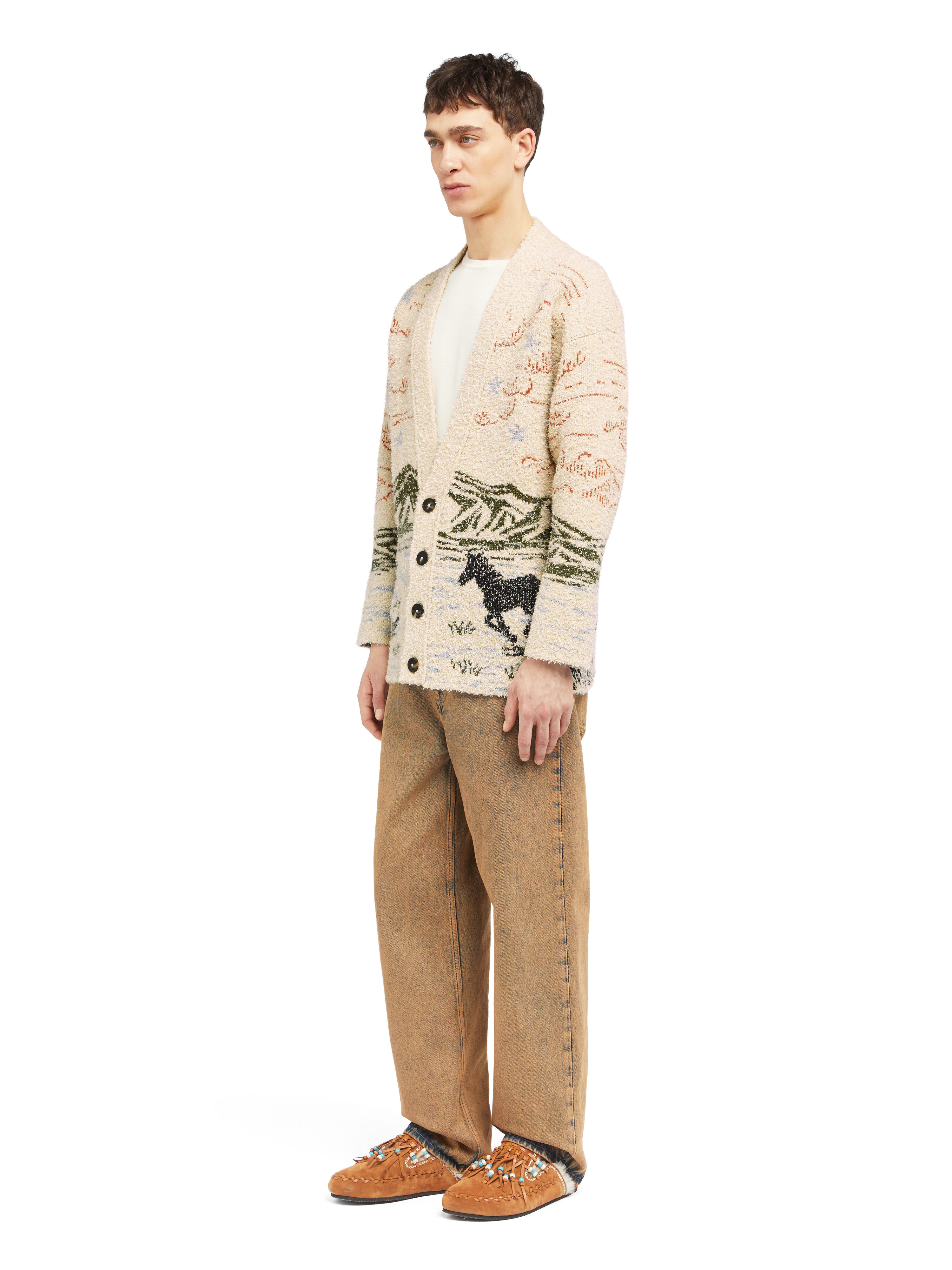 Alanui Sunset Riders Cardigan Ivory-Olive LMHB027E25KNI005