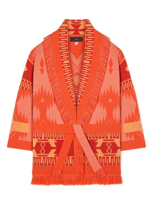Alanui Icon Jacquard Cardigan Papaya-Sunset Orange LWHB064R24KNI001