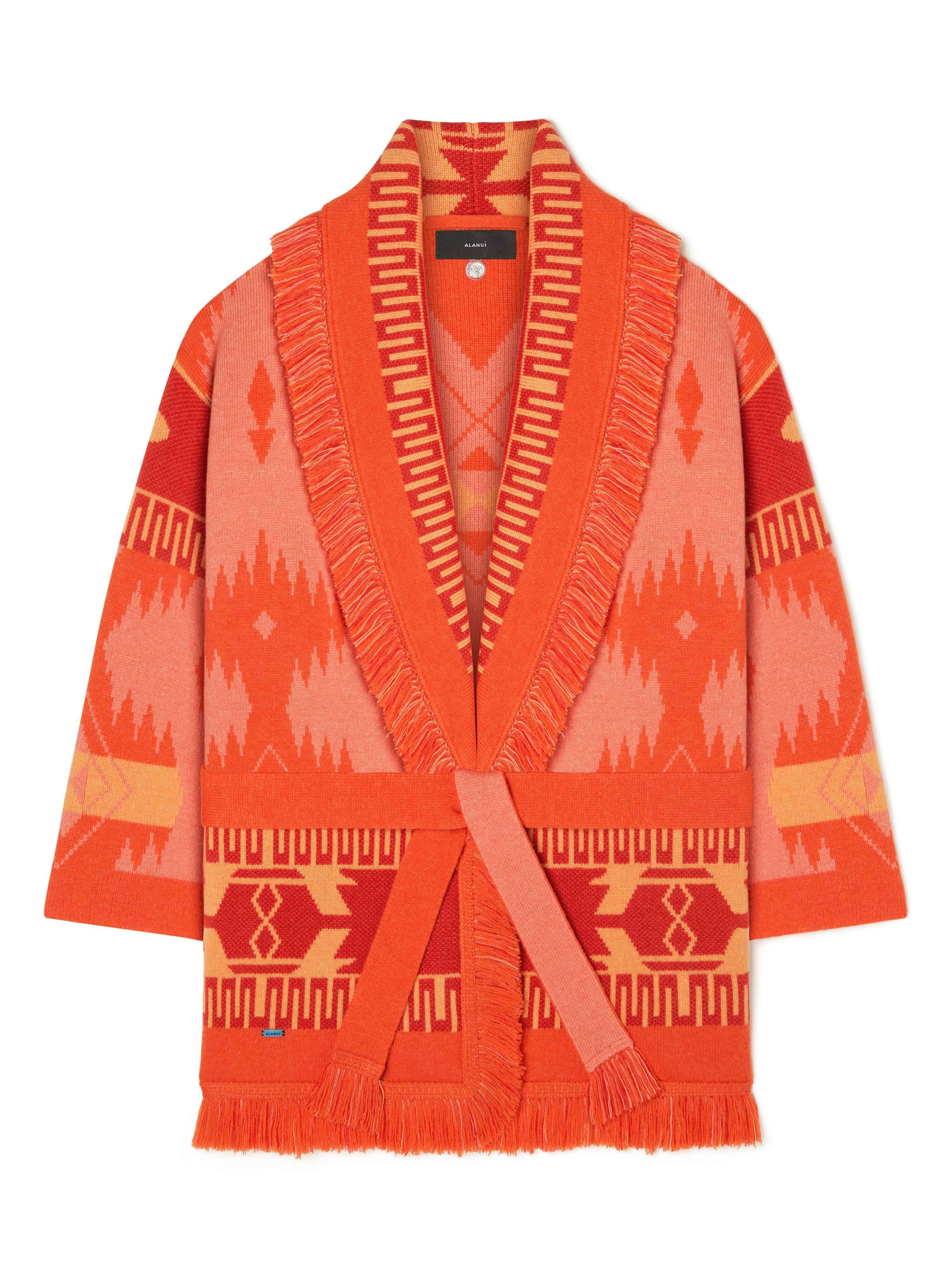 Alanui Icon Jacquard Cardigan Papaya-Sunset Orange LWHB064R24KNI001