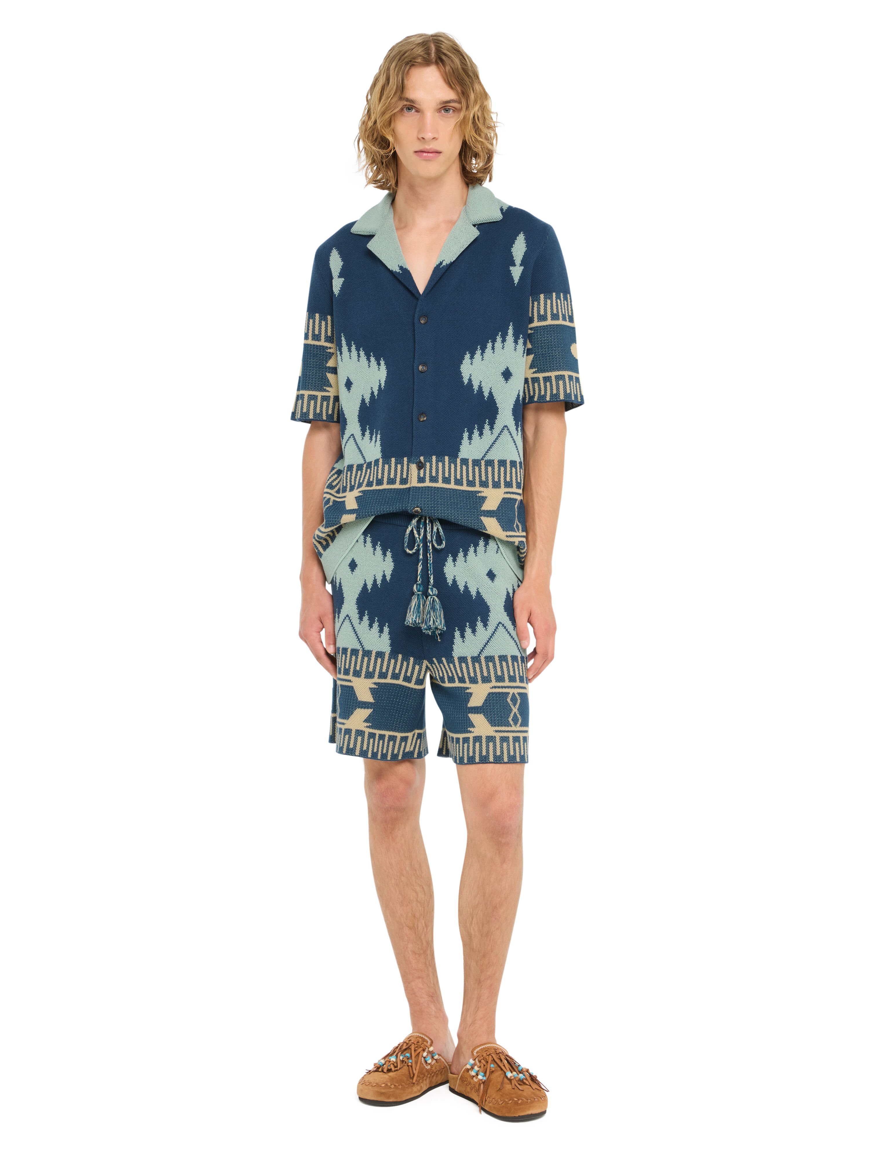 Alanui Cotton Piquet Icon Bermuda Arbour-Light Blue LMHM003R26KNI001 Alanui Cotton Piquet Icon Bermuda Arbour-Light Blue LMHM003R26KNI001