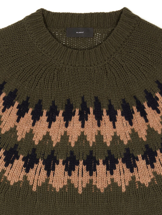 Alanui Sweet Winter Sweater Olive-Camel LMHE016E25KNI001