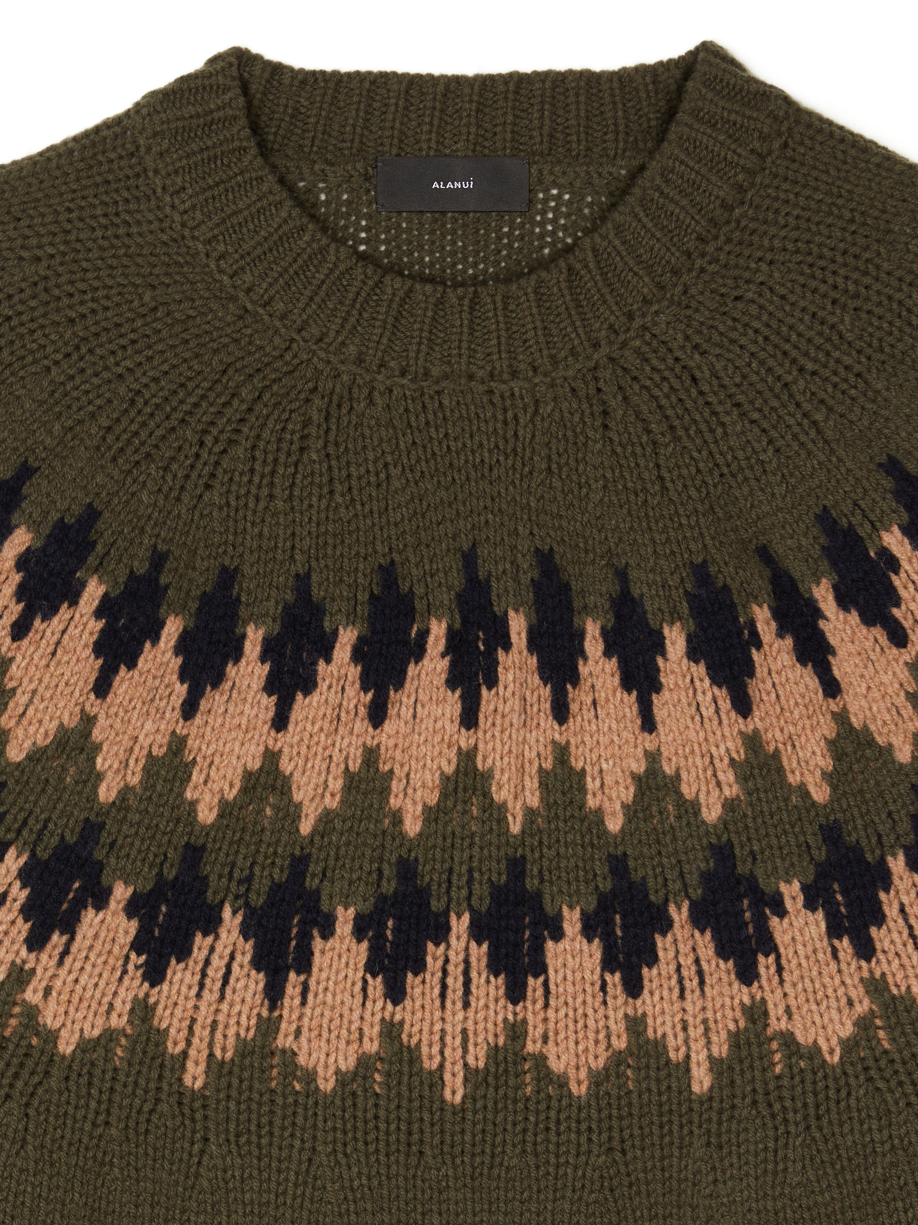 Alanui Sweet Winter Sweater Olive-Camel LMHE016E25KNI001