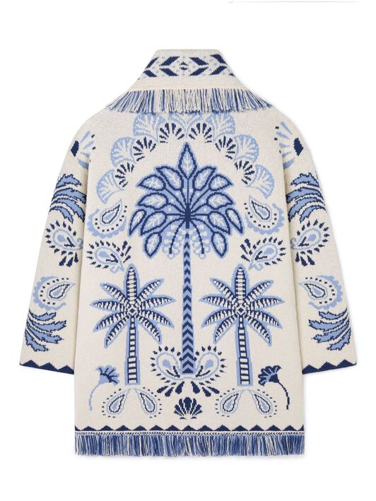 Alanui Wild Wonder Foulard Cardigan Chalk-Indigo LWHB064R25KNI005