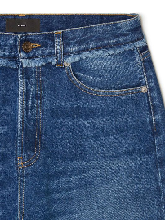 Alanui Fringed Relaxed Denim Pants Dark Wash Blue Denim LWYA01AR25DEN001