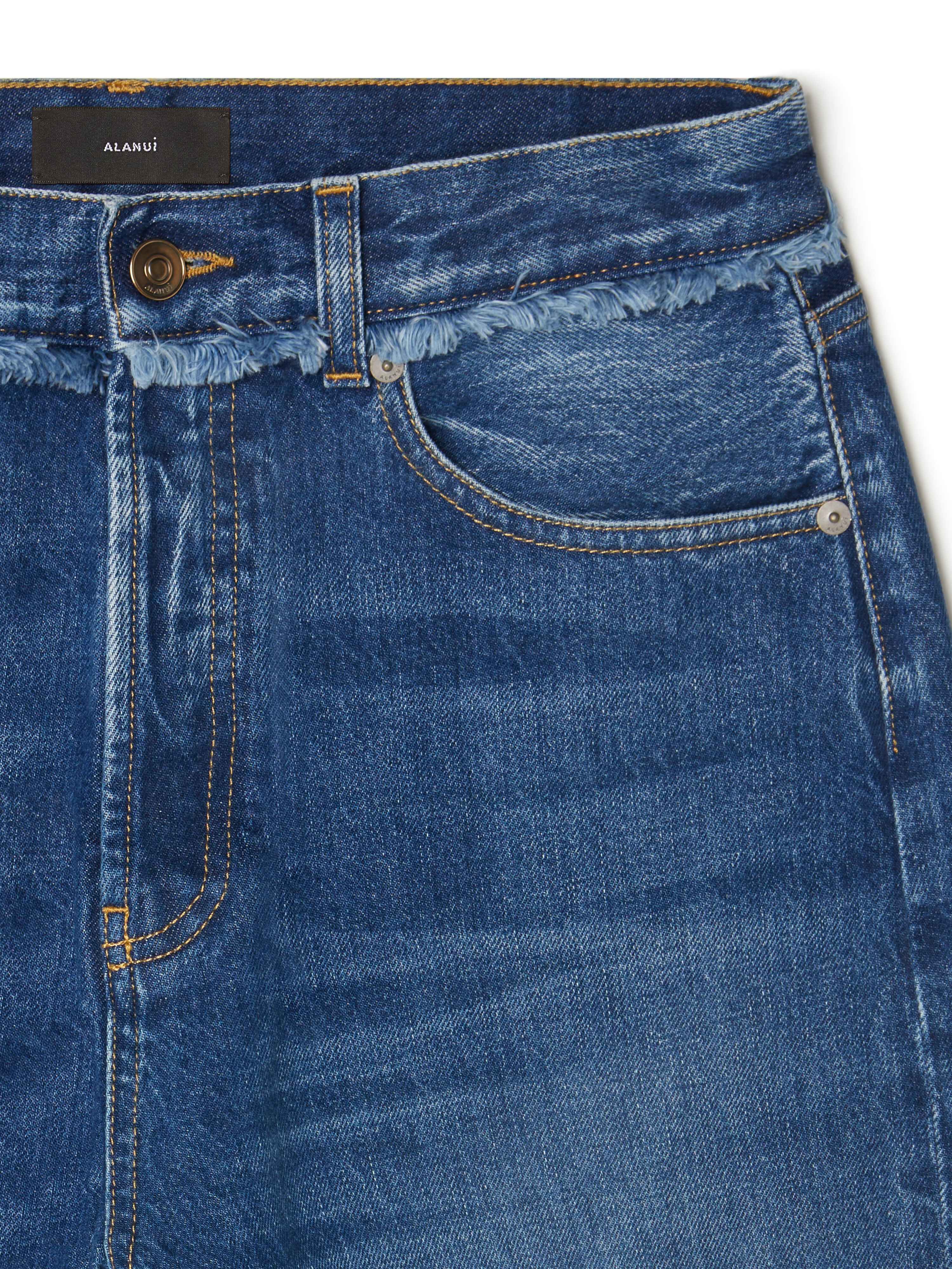 Alanui Fringed Relaxed Denim Pants Dark Wash Blue Denim LWYA01AR25DEN001