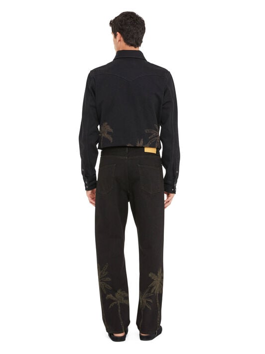 Alanui Jungle Toile De Jouy Denim Pants Black-Almond LMYA011R25DEN002