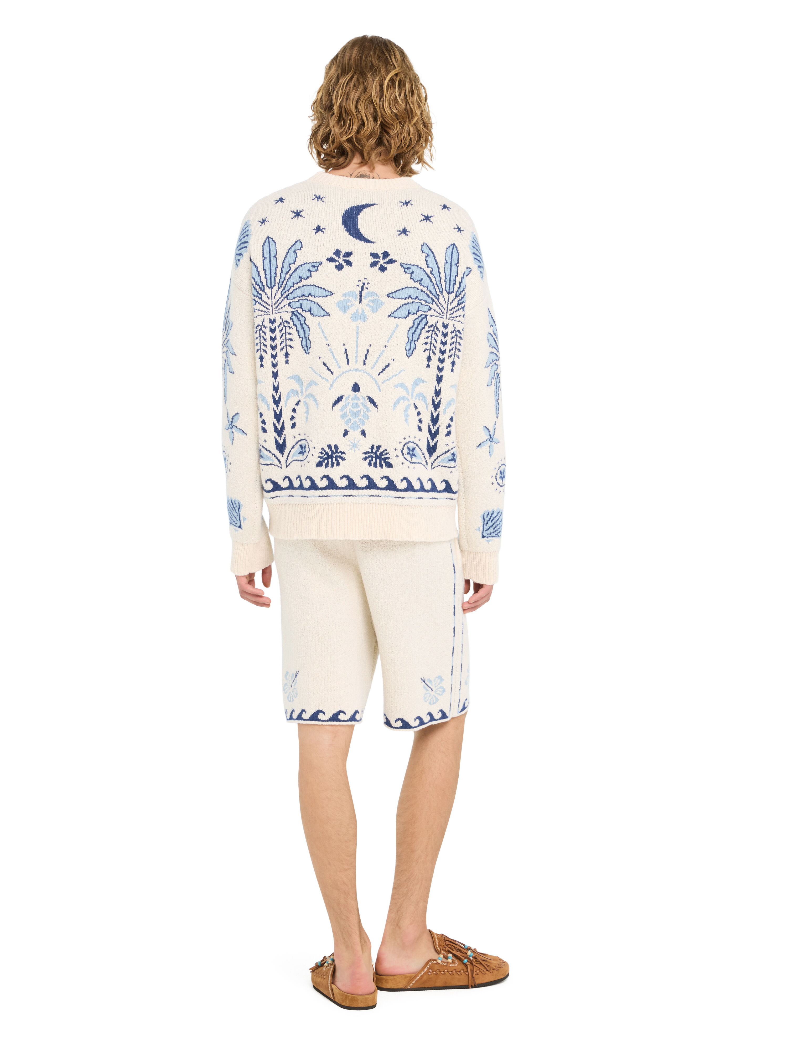Alanui Echoes Of The Island Sweater Chalk-Light Blue LMHE033R26KNI002 Alanui Echoes Of The Island Sweater Chalk-Light Blue LMHE033R26KNI002