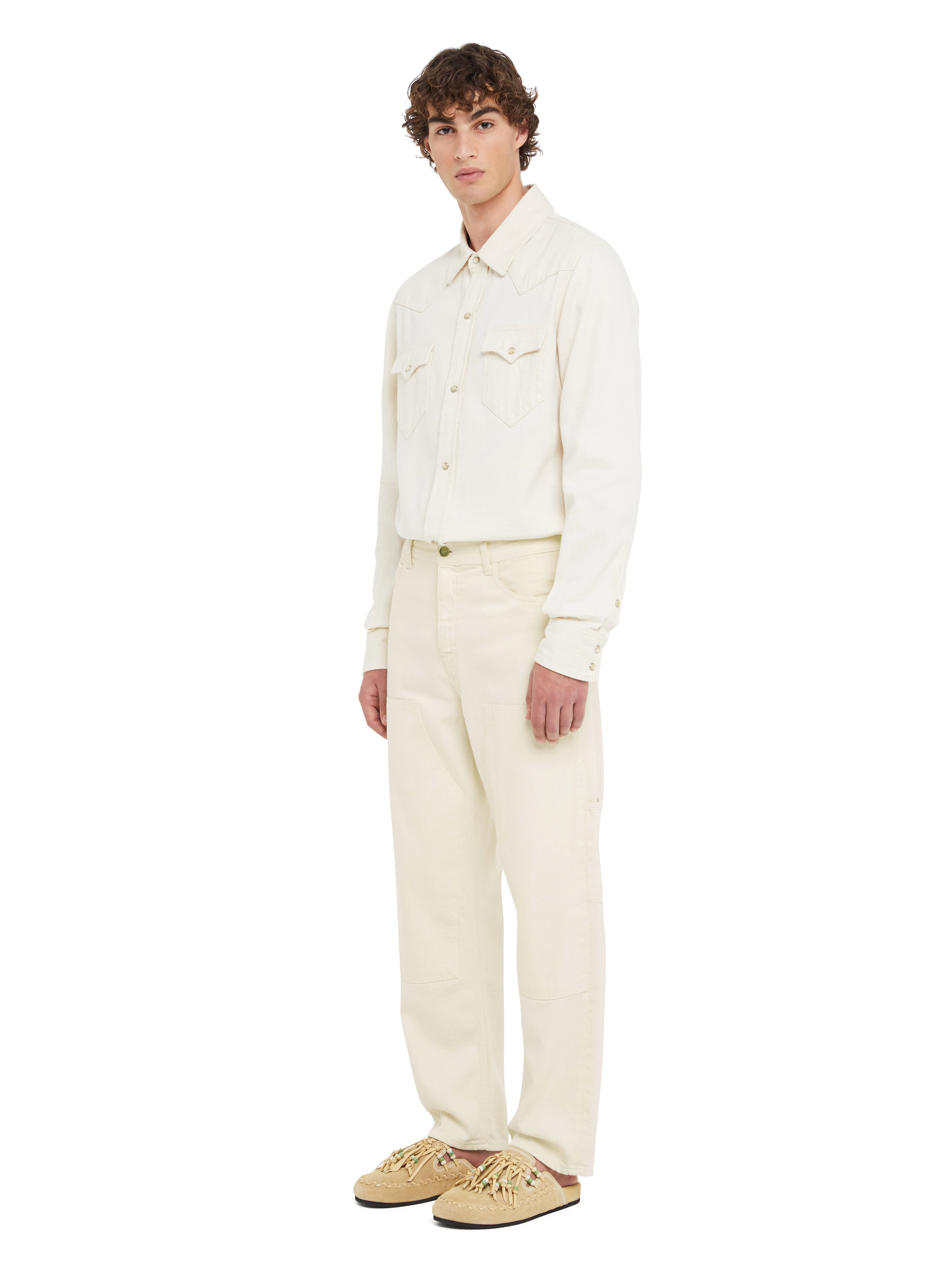 Alanui Raw Cargo Denim Pants White Raw Denim LMYB001R25DEN001