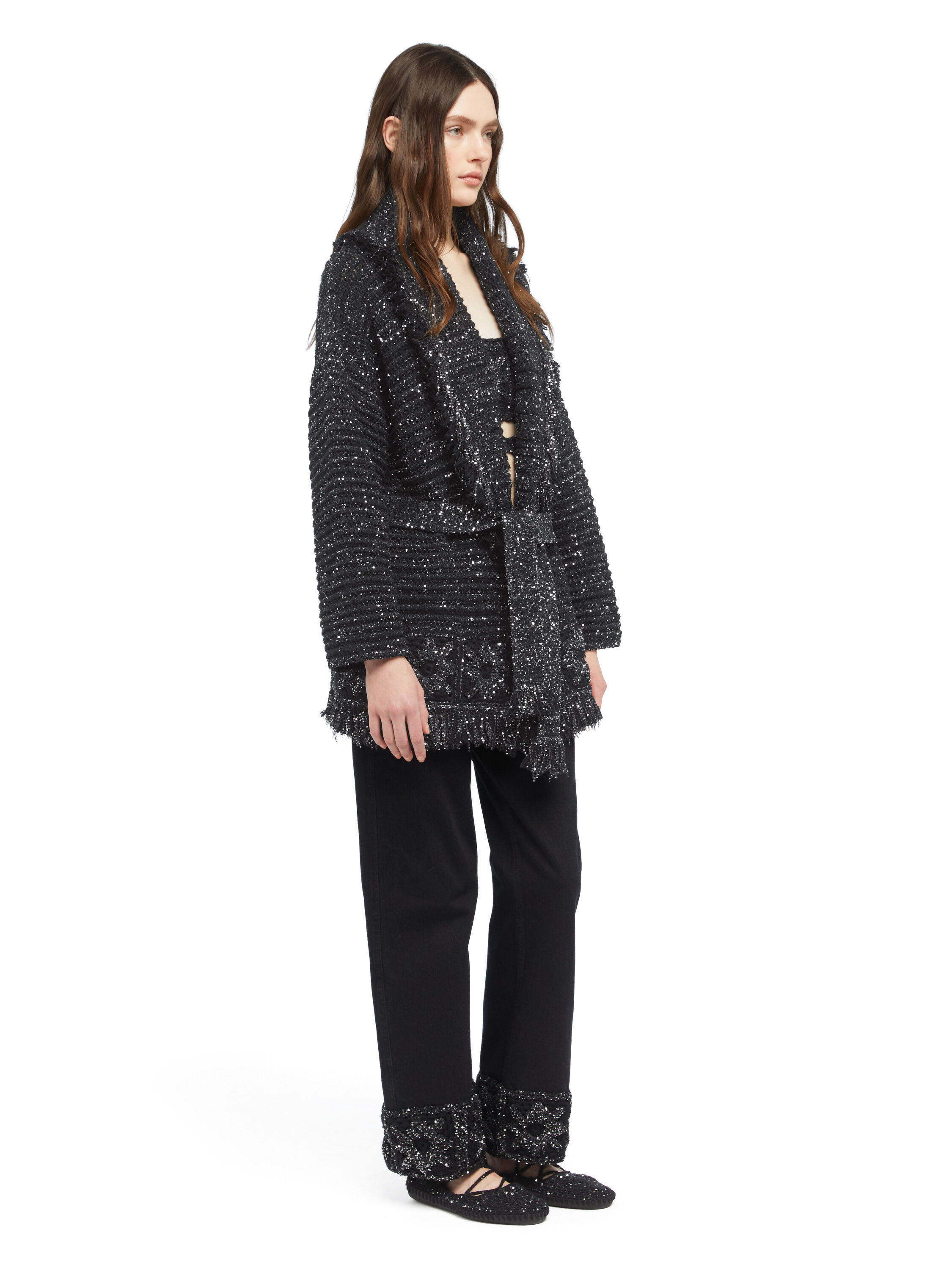 Alanui City Lights Cardigan Black-Silver LWHB064E25KNI006