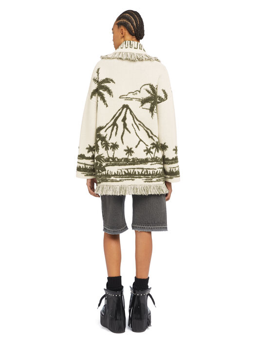 Alanui Palm Grove Tales Cardigan Ivory-Olive LWHB064E25KNI00D