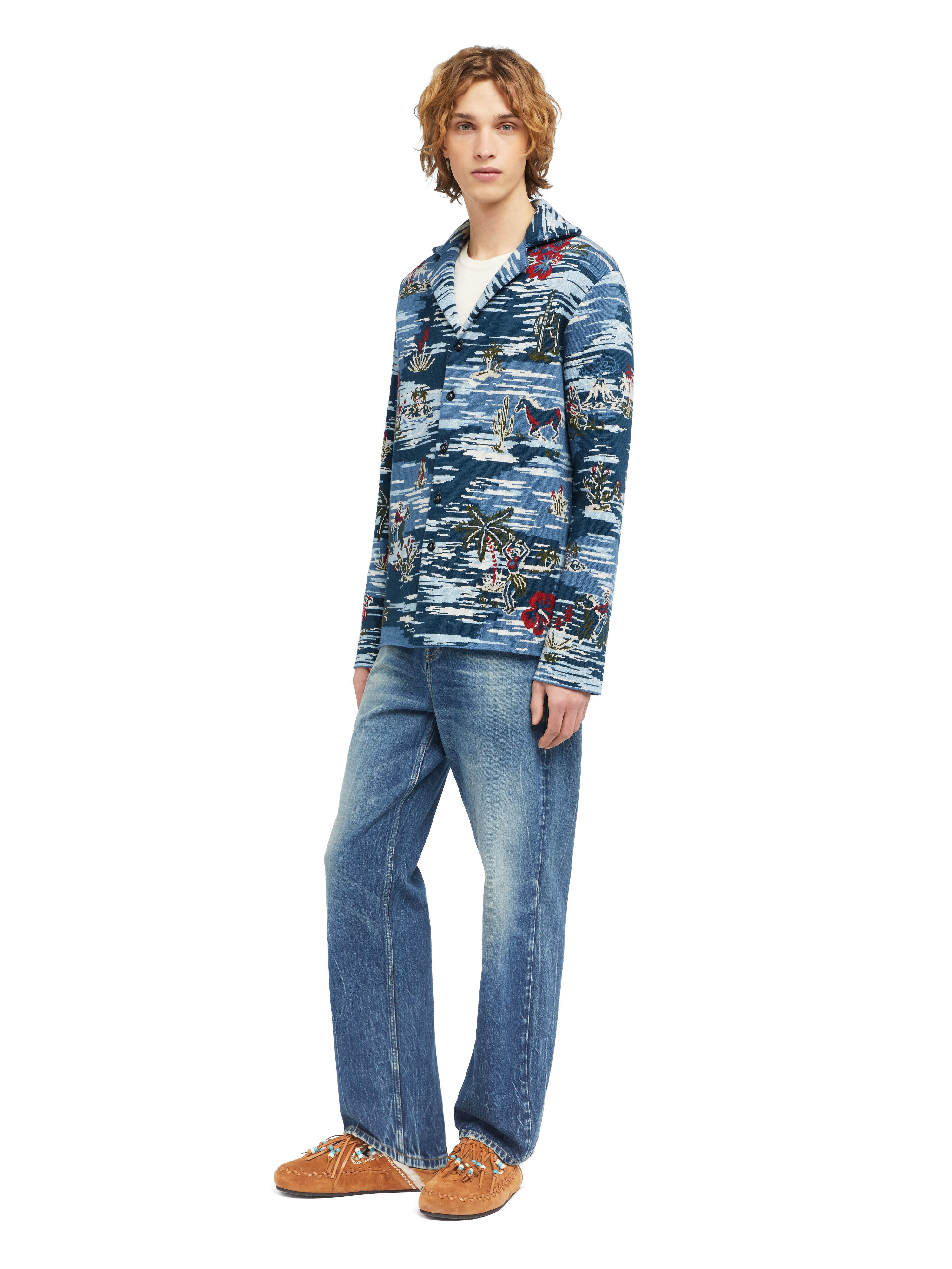 Alanui Tex-Hawaii Roundtrip Shirt Midnight-Multicolor LMHY004E25KNI001