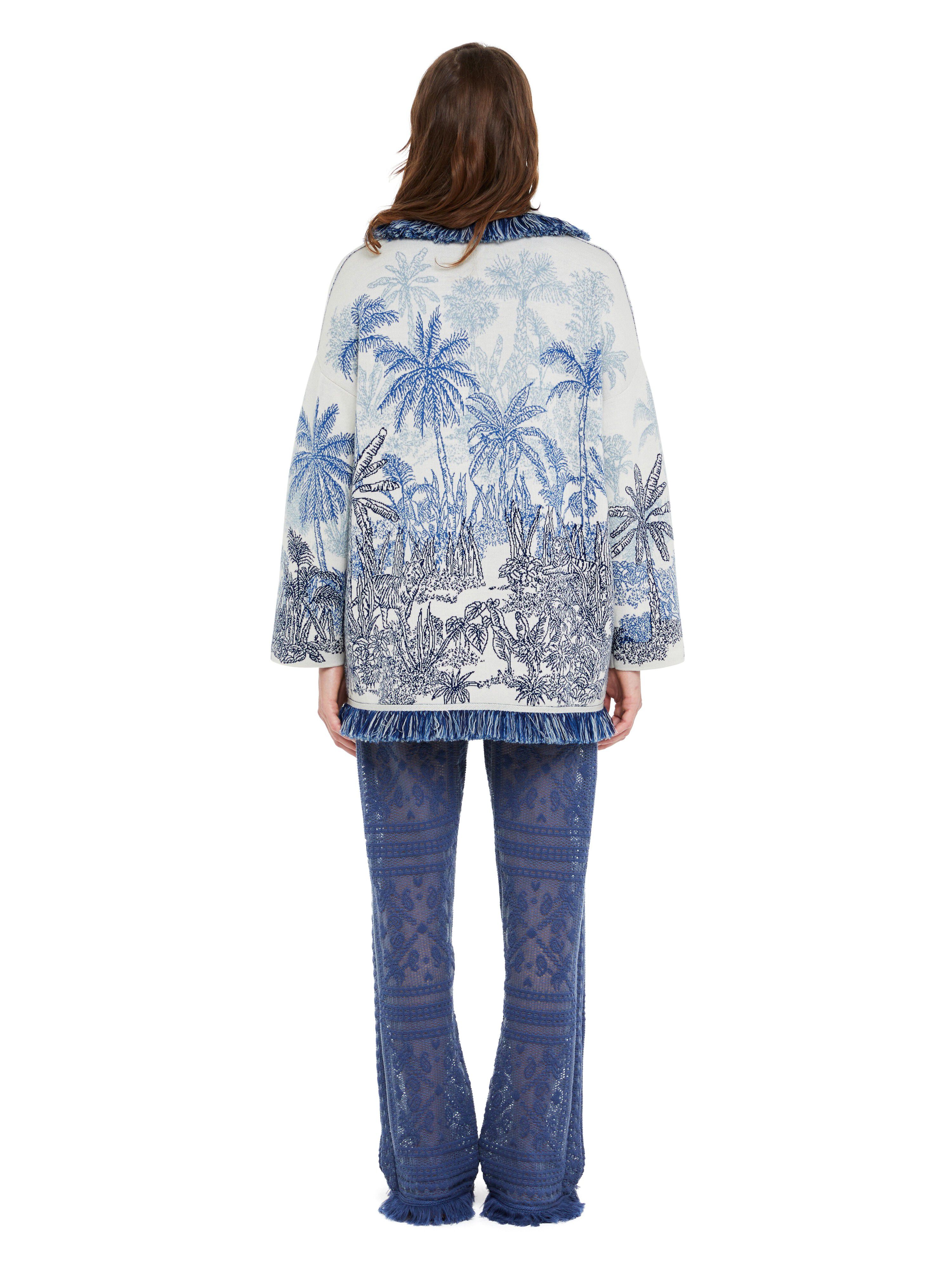 Alanui Jungle Toile De Jouy Cardigan Chalk-Deep Blue LWHB064R25KNI009