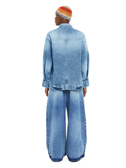 Alanui Sunny Crochet Denim Shirt Medium Wash Blue Denim LWYD004R25DEN001