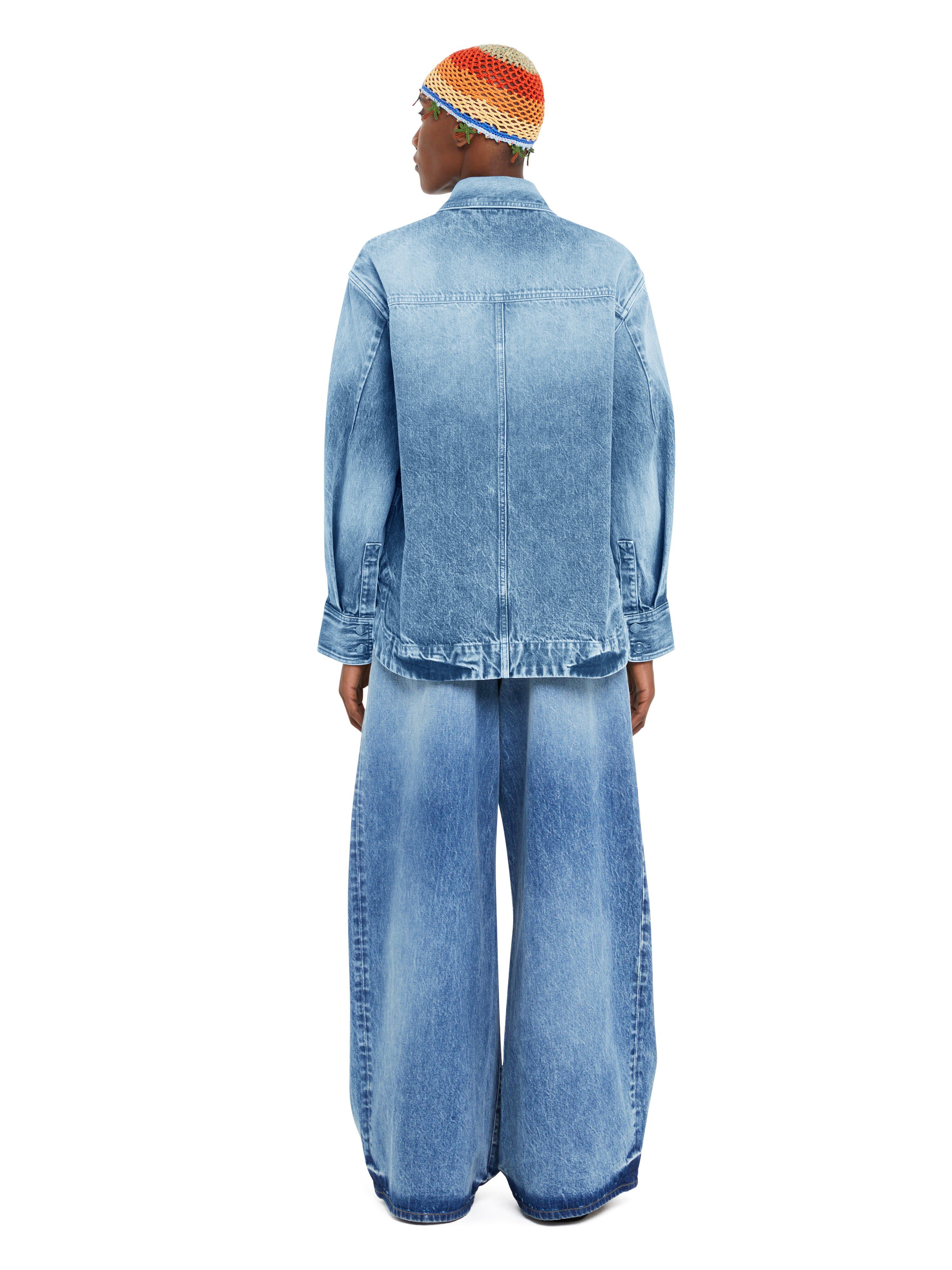 Alanui Sunny Crochet Denim Shirt Medium Wash Blue Denim LWYD004R25DEN001