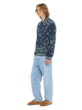 Alanui Bandana Piquet Jacquard Bomber Jacket Arbour-Light Blue