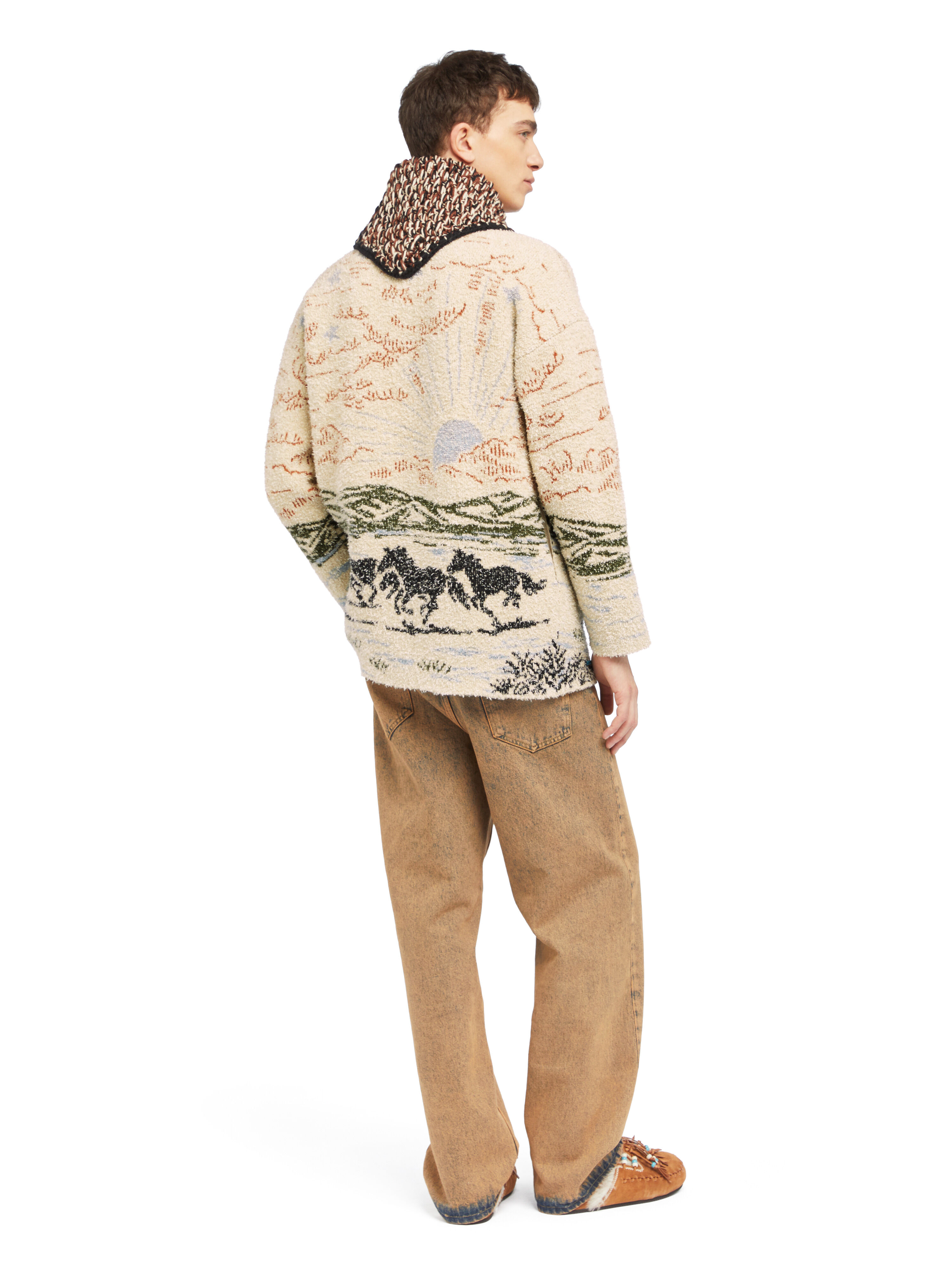 Alanui Sunset Riders Cardigan Ivory-Olive LMHB027E25KNI005